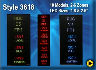 BRG Programmable Digital Time Zone Clock, World Clock, Zulu Clock, Style 3073